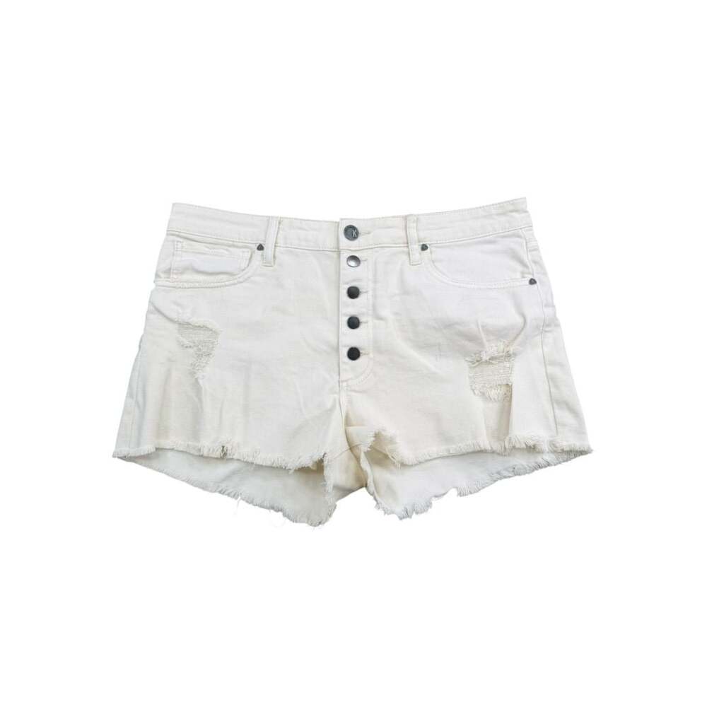 KUT from the Kloth Jane High Rise Short White Distressed Raw Hem Sz. 12